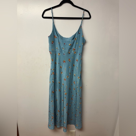 ASTR The Label Joan Dress Sky Blue Pansy Floral Midi Slip Large Boho Revolve - Picture 4 of 10